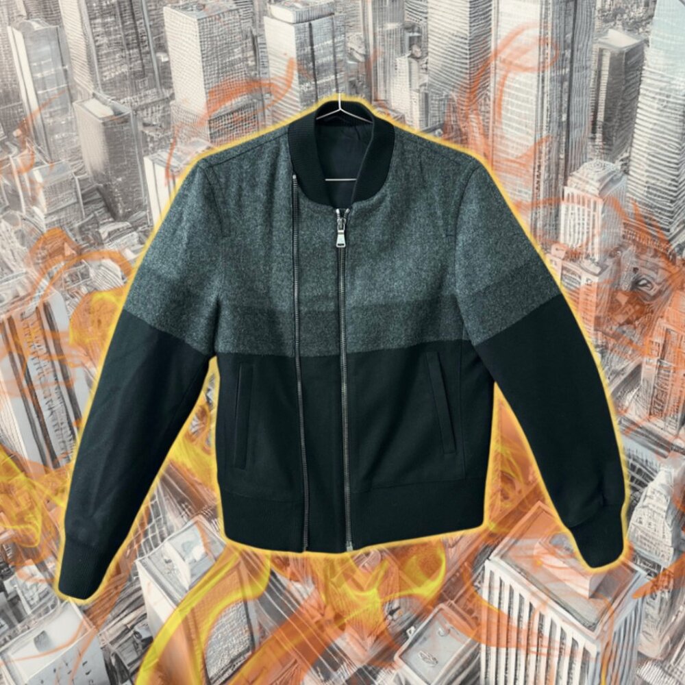 NEIL BARRETT Wool Bomber Jacket/ Coat Authentic & Rare Black Medium